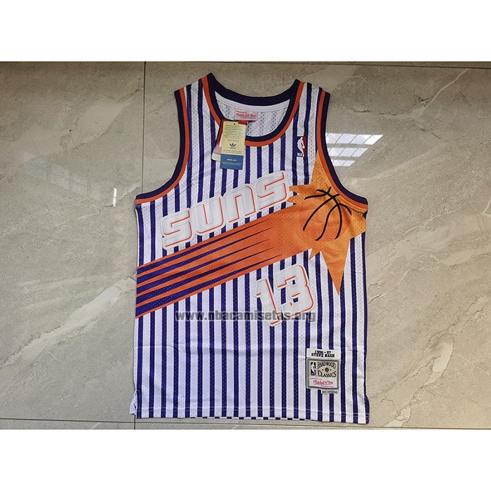 Camiseta Phoenix Suns Steve Nash NO 13 Mitchell & Ness 1996-97 Blanco
